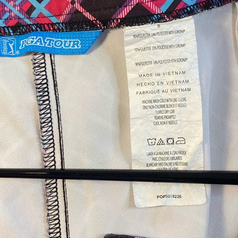 PGA Tour Bermuda Shorts Womens 8 Neon Pink Black Plaid Summer Golf *flaw* - Picture 5 of 7
